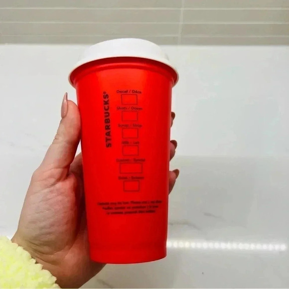 Starbucks Hustle N’Glow Red Graphic Reusable Coffee Cup 16 oz. - Picture 3 of 4